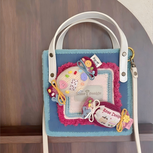 Skittles Light Blue Crochet Tote Bag DIY Kits