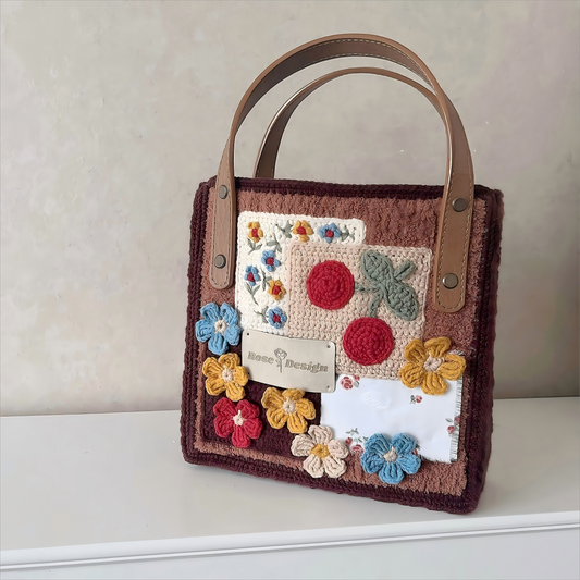 Cherry brown Crochet Tote Bag DIY Kits