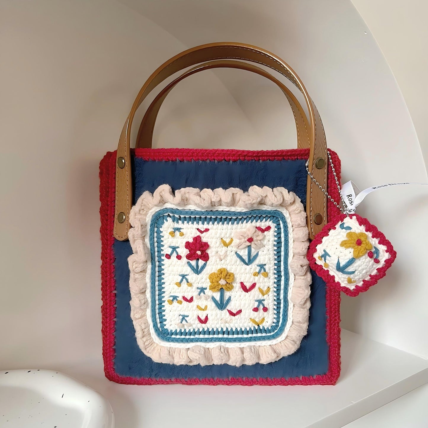 Rose Brown Crochet Tote Bag DIY Kits