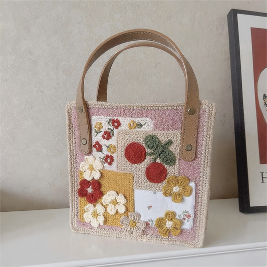 Cherry Pink Crochet Tote Bag DIY Kits