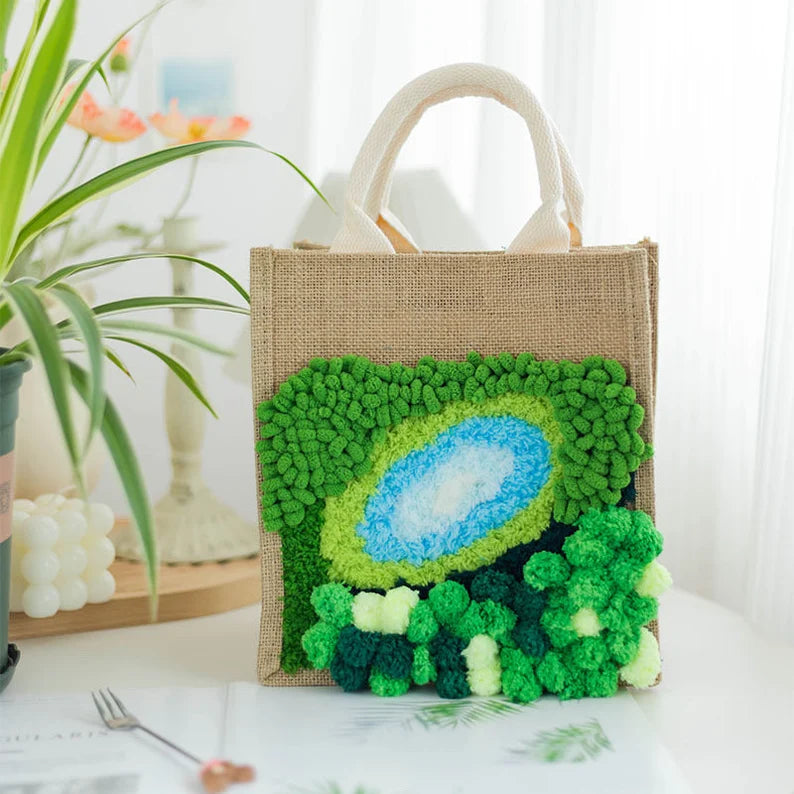 Wild Rose Latch Hook Moss Handbag Material Pack