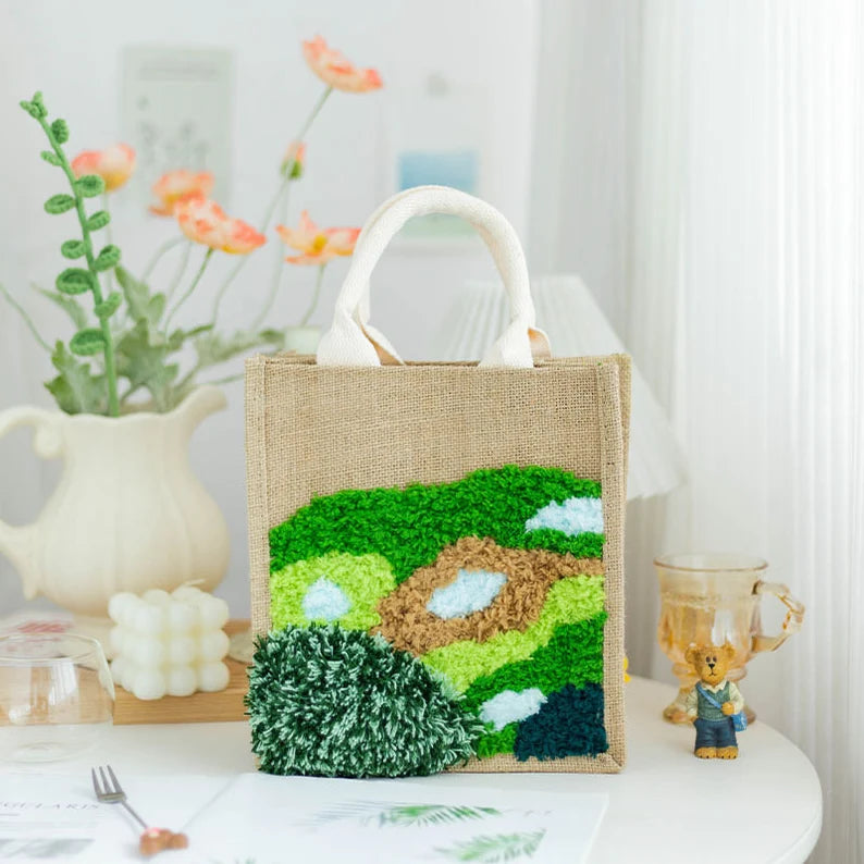 Wild Rose Latch Hook Moss Handbag Material Pack