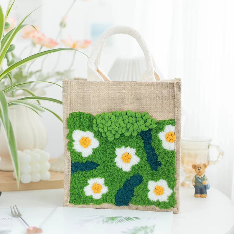 Wild Rose Latch Hook Moss Handbag Material Pack