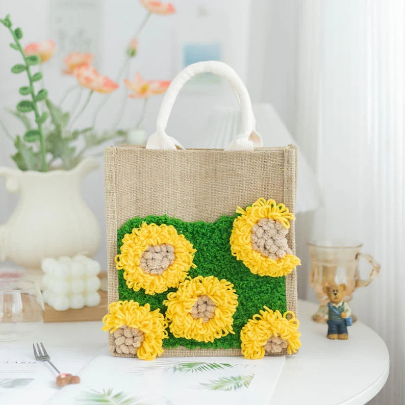Wild Rose Latch Hook Moss Handbag Material Pack