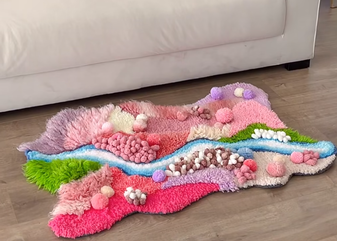 Handmade Worldly Wonders Moss Rug - Pink Forest River [Done for You]