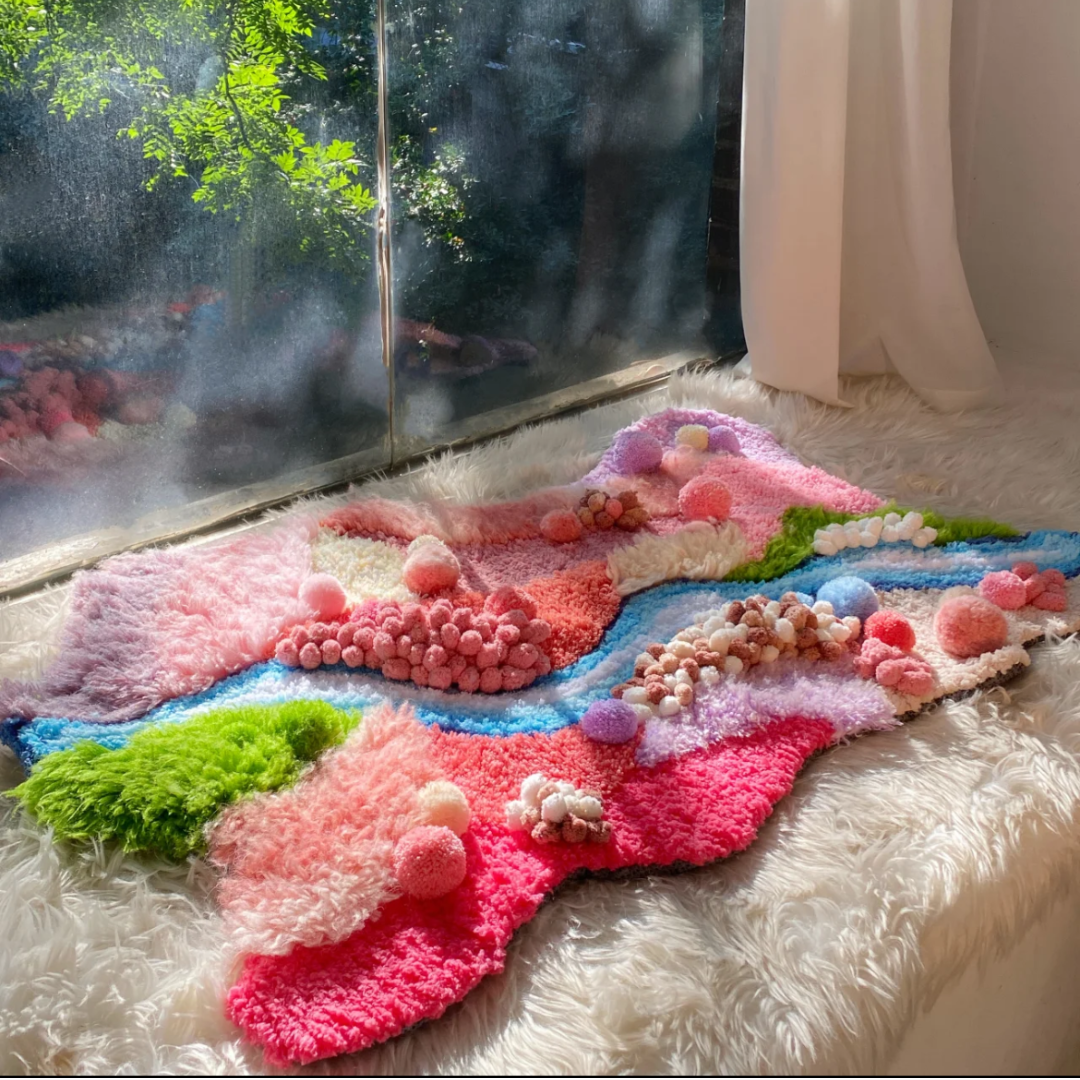 Handmade Worldly Wonders Moss Rug - Pink Forest River [Done for You]