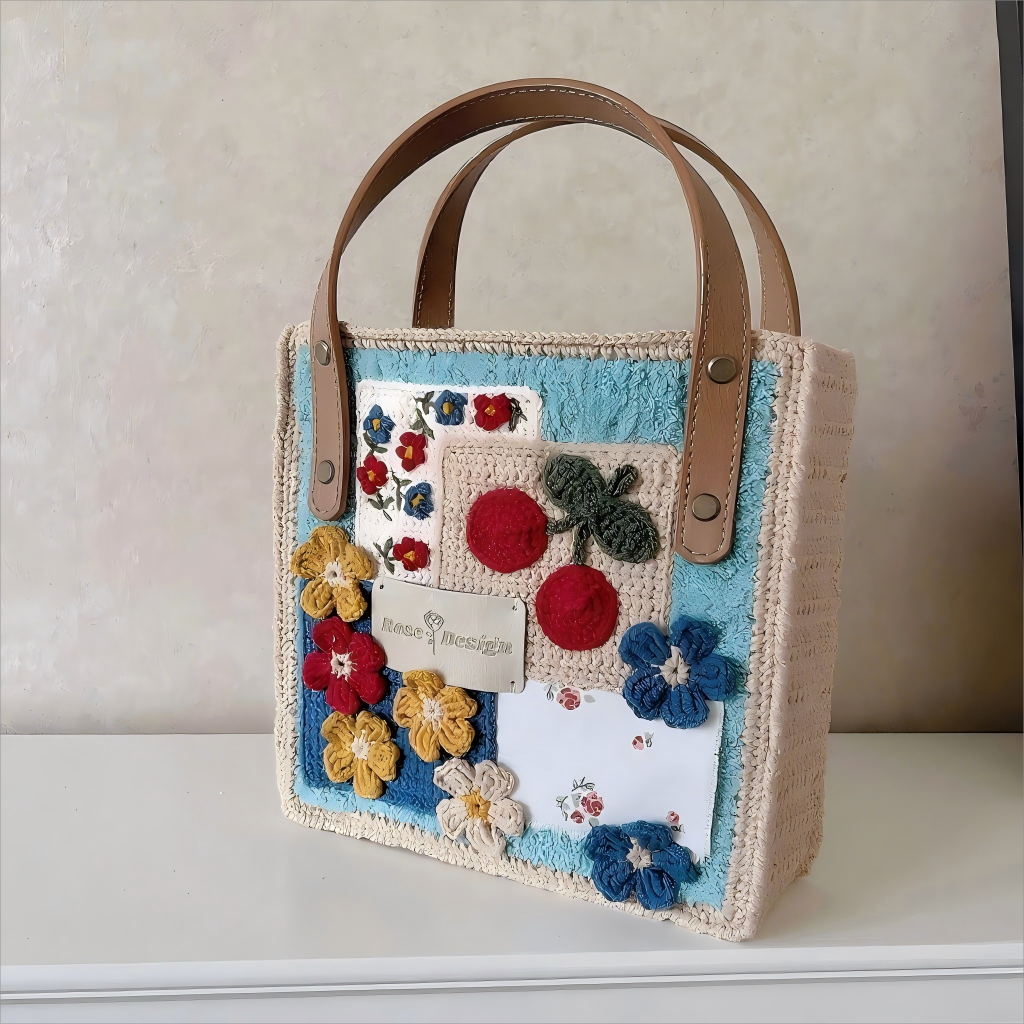 Cherry green Crochet Tote Bag DIY Kits