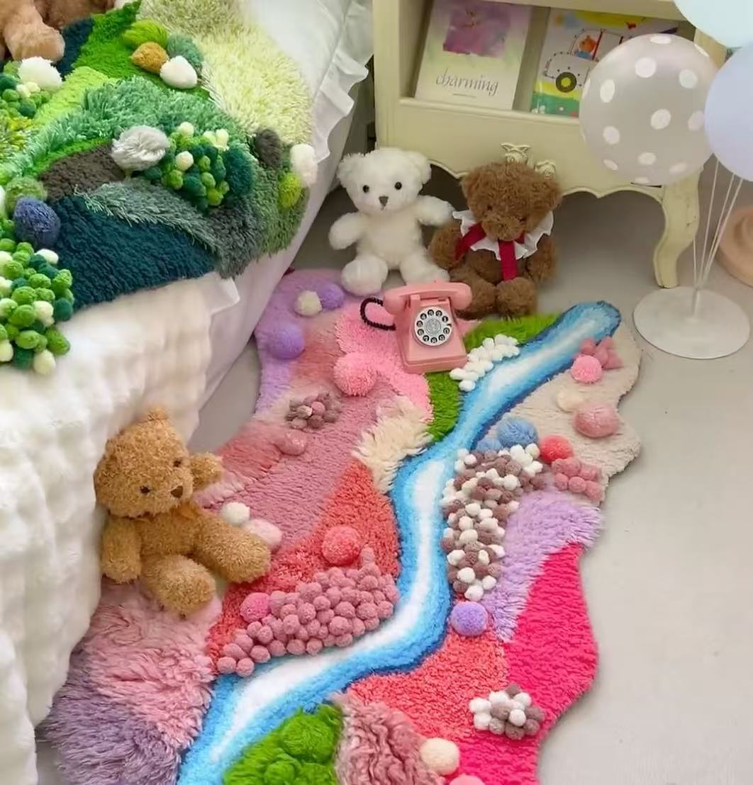 Handmade Worldly Wonders Moss Rug - Pink Forest River [Done for You]