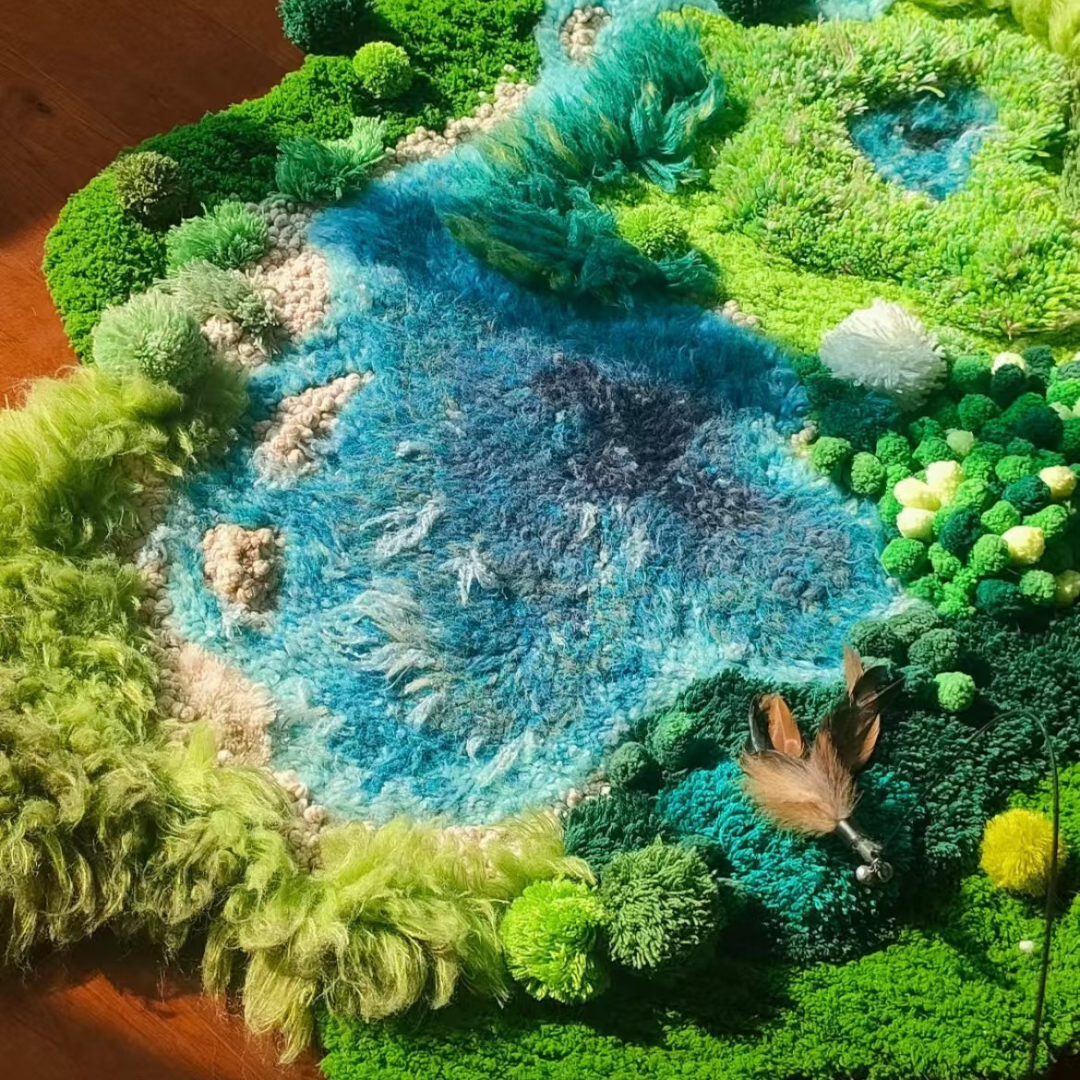 Handmade Moss Rug Latch Hook - Lake [Done for You]