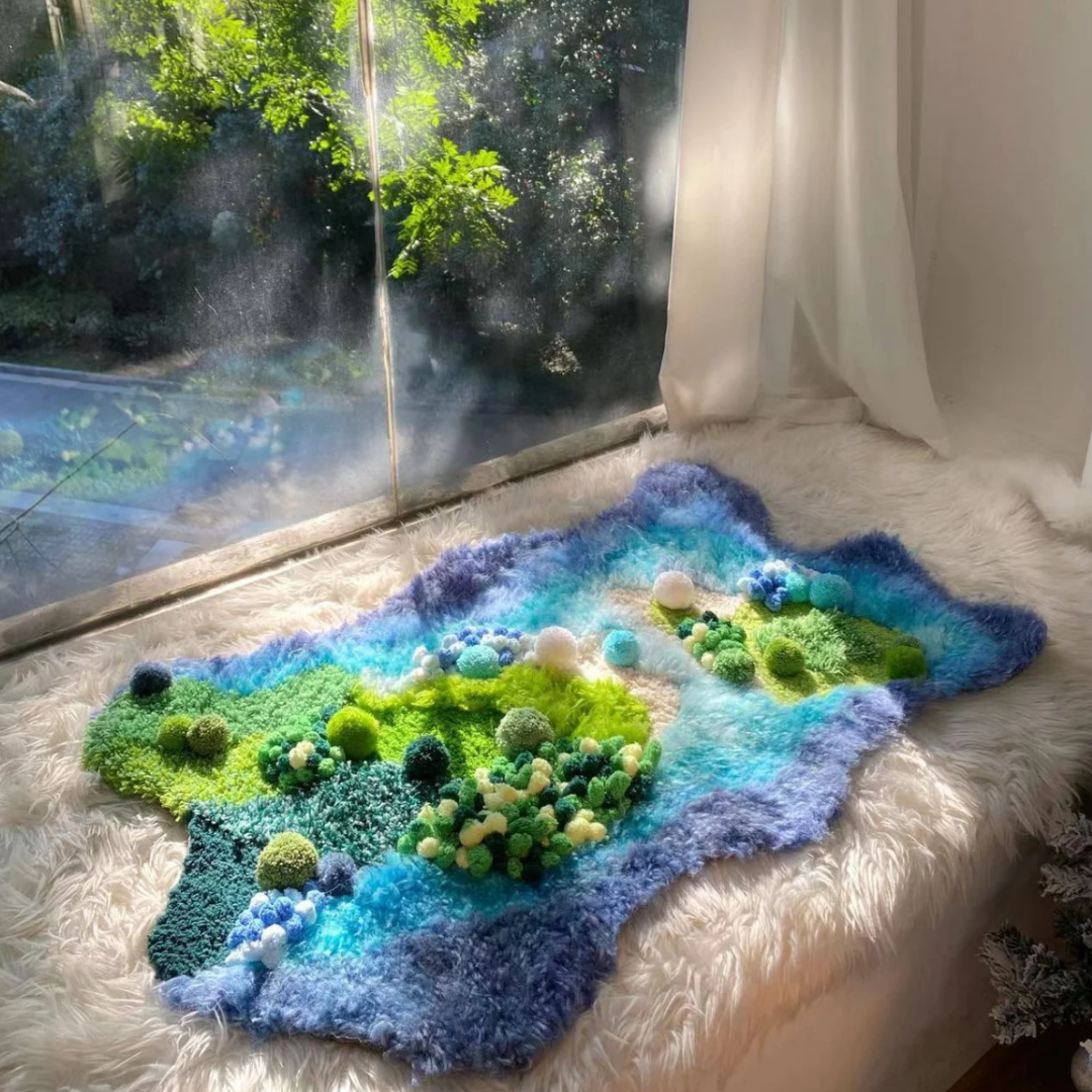 Handmade Latch Hook Ocean Moss Rug - Sea World [Done for You]