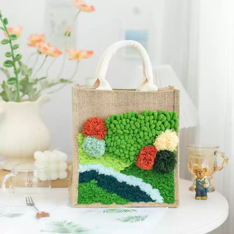 Wild Rose Latch Hook Moss Handbag Material Pack