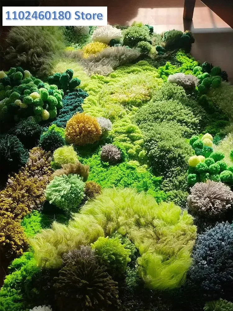 Moss carpet woven DIY material bag, hand woven , self-made niche home decoration blanket