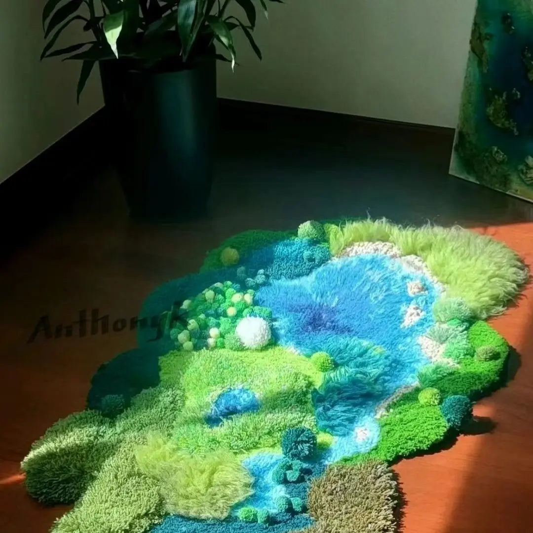 * Non-finished * All Things Raw Mulberry Salt Lake Moss carpet DIY material bag