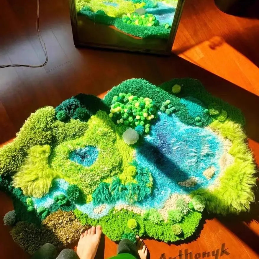 * Non-finished * All Things Raw Mulberry Salt Lake Moss carpet DIY material bag