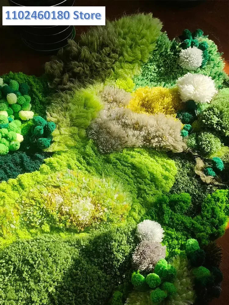 Moss carpet woven DIY material bag, hand woven , self-made niche home decoration blanket