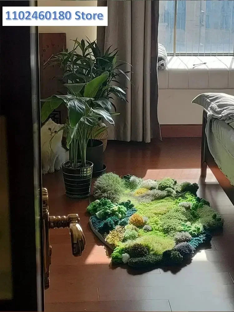 Moss carpet woven DIY material bag, hand woven , self-made niche home decoration blanket