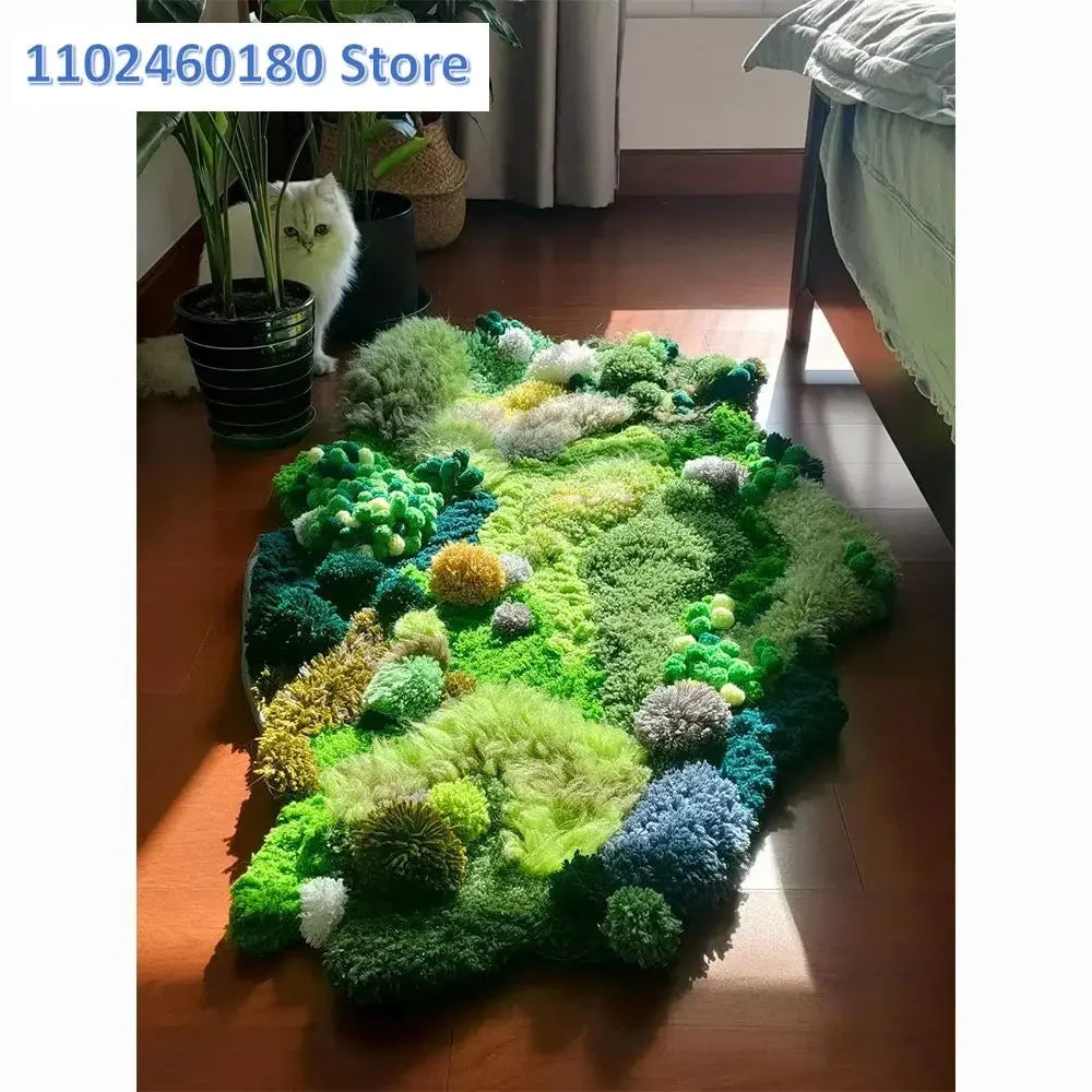 Moss carpet woven DIY material bag, hand woven , self-made niche home decoration blanket